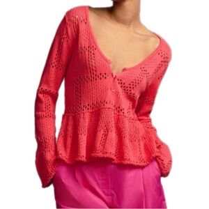 Anthropologie Pilcro Pointelle Babydoll Sweater NWT